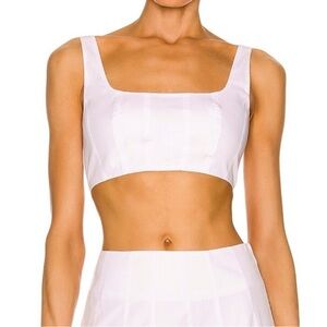 Staud Wells Corset Crop Top In White